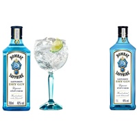 Bombay Sapphire Geschenkset, Bombay Sapphire London Dry Gin 700 ml und ein Gin-Ballon-Glas mit Branding & London Dry Gin, 100 cl