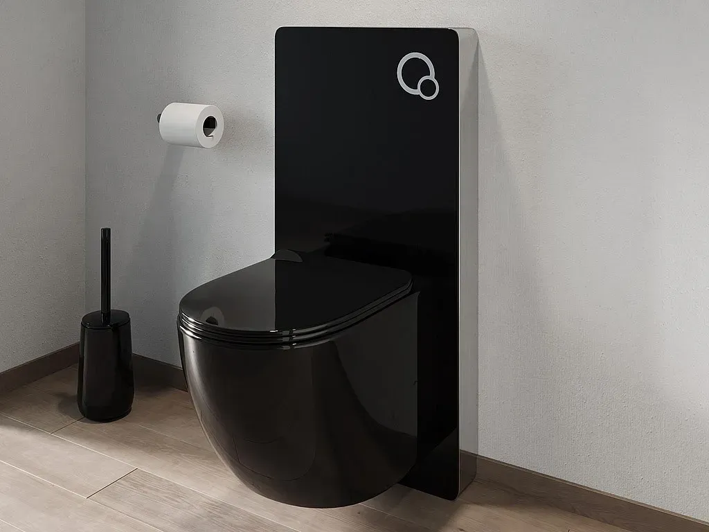 Sparset - Wand-WC mit dekorativem Trägergestell - Schwarz glänzend - JAVOINE