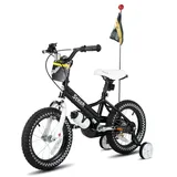 STITCH Kids Little Daisy 14 Zoll Kinderfahrrad für Mädchen Jungen im Alter von 3-5 Jahren, 14 Zoll Jungenfahrräder mit Flagge und Nummernschild, schwarz