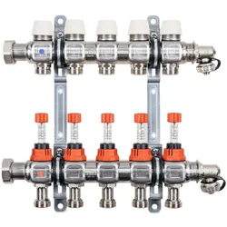 Kermi x-net Verteiler 1" Komfort-9 für 9 Kreise, Baulänge 520 mm SFVT0901000