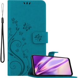 Cadorabo Flower Book Hülle (Motorola Moto G31, Motorola Moto G41), Smartphone Hülle, Blau