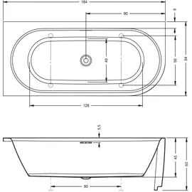 Riho Desire Corner Eckbadewanne 184 x 84 cm (B087003105)