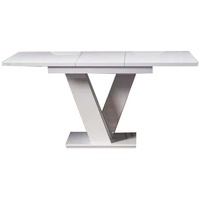 Esstisch mit Auszugsfunktion BLOCK, Küchentisch ausziehbar, Esszimmertisch ausziehbar, Esszimmer Tisch Auszugsfunktion, 120-160x75x80, weiß Glanz