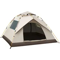 GImLy Camping Zelt Automatisches Pop Up Sofortzelt 2 Oder 4 Personen Zelt Wasserdicht Ultraleichte Kuppelzelt UV Schutz Zelt Mit Tragetasche Für Trekking Familien Rucksackreisen,Beige,4 People