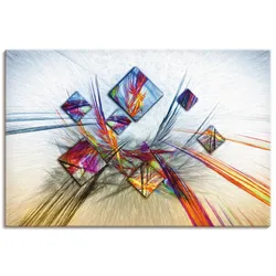 Wandbild ARTLAND "Digitale abstrakte Malerei", blau (farbe bild(er): blau), B:90cm H:60cm T:1,8cm, Canvas, Leinwand, Bilder, als Leinwandbild, Poster in verschied. Größen