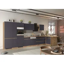 kochstation Winkelküche L-Form 490 cm braun