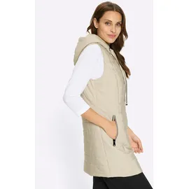 Inspirationen Longweste INSPIRATIONEN, Damen, Gr. 50, sand, 100% Polyester, unifarben, Westen Longweste