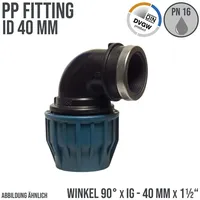 Jason PP-Klemmverbinder 90° Winkel mit IG Ø 40 mm