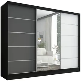 mebloland Schwebetürenschrank AURELIA 1 | Graphit | weiß /