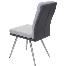 Mendler Set 2x Esszimmerstuhl+Sitzbank HWC-G54, Bank Küchenstuhl Stuhl, Stoff/Kunstleder Edelstahl ~ grau Bank 160cm