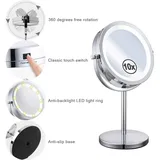 360° Drehbarer, Beleuchteter Vergrößerungsspiegel, Kosmetikspiegel, 10-fach Vergrößernder Spiegel, Beleuchteter Kosmetikspiegel, Doppelseitiger, Schwenkbarer Kosmetikspiegel Mit Ständer, Friseurspiege