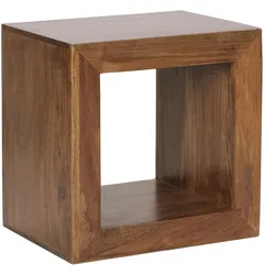 KADIMA DESIGN Standregal Massivholz Sheesham 44cm hoch Cube Regal Design Holzregal Naturprodukt Beistelltisch