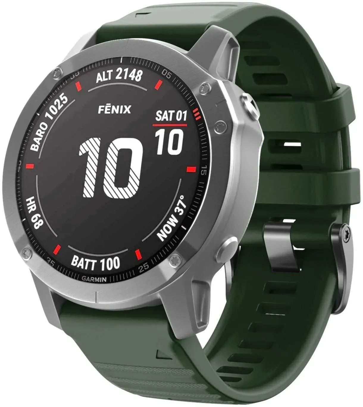 Strap-it Amazfit T-Rex Ultra 2 Armband Silikon für Amazfit T - Dunkelgrün - Schnallenverschluss