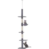 Kratzbaum Deckenhoch Höhe 230-260 Cm Katzenbaum Mit Sisalstämme, Plattformen Mehrstöckiger Katzenkratzbaum Kletterbaum Für Kleine & Große Katzen, Grau