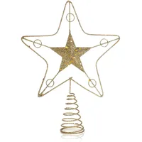 COM-FOUR COM-FOUR® Deko Stern Weihnachten - Weihnachtsdekoration Stern aus Metall - Aufsteller Weihnachtsstern mit Glitzer und Paillette - Goldfarbene Weihnachtsbaumspitze