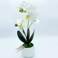Wellhome Orchideen-Pflanze, natürliche Farbe, Keramiktopf, Weiß, 42 cm