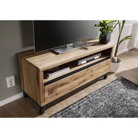 Massivmoebel24 VILLANDERS TV-Lowboard 120x40x56 cm Beige Holz, Metall, Massivholz