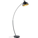 ETC Shop Stehlampe Bogenleuchte schwarz Leselampe Standleuchte gold Wohnzimmerlampe Bogenstandleuchte, Fußschalter, 1x E27, DxH 25x155 cm