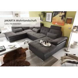 ed exciting design Wohnlandschaft Webstoff U-Form 3-Sitzer Grau