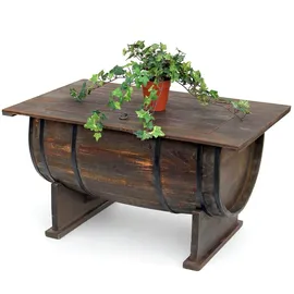 DanDiBo Ambiente DanDiBo Couchtisch Wohnzimmer Vintage halbiertes Weinfass 5084-H 80 cm Tisch aus Holz Beistelltisch Weinregal Fass Bar