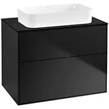 Villeroy & Boch Finion Waschtischunterschrank G63200PD 80x60,3x50,1mm, Wandbeleuchtung, Glass Black Matt, Black matt lacquer