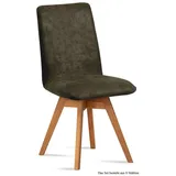 58 aufm Kessel Esszimmerstuhl Küchenstuhl drehbar (2er-Set) Donni 47x92x60 Eiche geölt/Marsala (Lieferung bis Verwendungsstelle, 8 St), Stabiles Gestell aus Massivholz pflegeleichter Bezug aus Microfaser grün