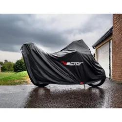 VECTOR H2O Indoor/Outdoor Schutzhülle für Motorrad/Roller mit Topcase und Windschutzscheibe - Schwarz - L, weiss