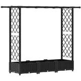 vidaXL Hochbeet mit Rankgitter und Dach 164 x 40 x 123 cm Schwarz