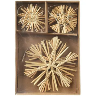 9x Christbaumschmuck Stroh 6-12cm Schneeflocke Figur Weihnachtsbaum Anhänger Weihnachten Weihnachtsbaumschmuck Eiskristall Stern Strohstern Natur