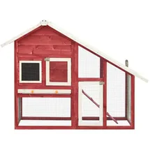 vidaXL Kleintierkäfig Kaninchenstall 140 x 63 x 120 cm rot, weiß