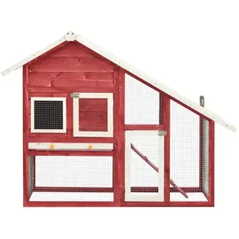 vidaXL Kleintierkäfig Kaninchenstall 140 x 63 x 120 cm rot, weiß