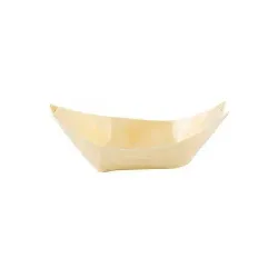 Greenbox Snackschalen Holzschiffchen, Holz, Hochwertige Snacktrays mit natürlicher Maserung in Schiffchenform, 1 Karton = 10 Packungen à 100 Stück, Länge: 8 cm
