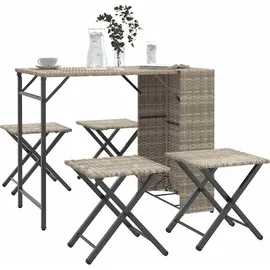 vidaXL 5-tlg. Garten-Essgruppe Klappbar Hellgrau Poly Rattan