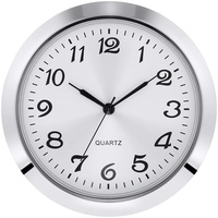 ISAKEN 2-1/8 Zoll (55 mm) Uhrwerk, Runde Uhr aus Quarzuhr mit Römischen Ziffern und Silber Trim, Einsteckuhrwerk für 55 mm Durchmesser Wanduhr Uhr Klein DIY Uhrwerk Zubehör