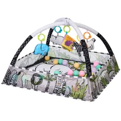 Kikkaboo Spielbogen, Krabbeldecke 2 in 1, Greiflinge, 18 Spielbälle, Bällebad grau