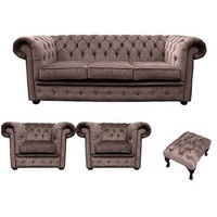 JVmoebel Sofa Braune Chesterfield Polster Sofas Klassischer Leder Schaffhau 3+1+1, Made in Europe beige