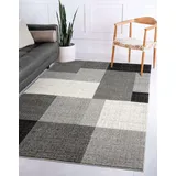 The CarPET Pearl – Moderner Kurzflor Teppich, dichter Flor, geometrisches Muster, Konturenschnitt, Wohnzimmer & Schlafzimmer Teppich, Kariert, Grau, 240 x 330 cm