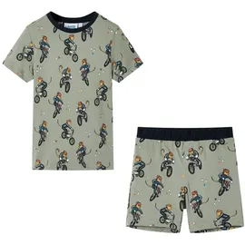 vidaXL Kinderpyjama mit Kurzen Ärmeln Hellkhaki 92