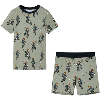 vidaXL Kinderpyjama mit Kurzen Ärmeln Hellkhaki 92