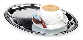 Preisvergleich Produktbild APS Tablett KAFFEEHAUS silber rund Ø 23,0 cm