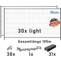 Bauzaun Paket / Set light | 30 Stk mit KP30 und Kunststofffüßen