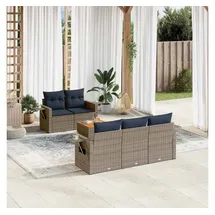 vidaXL Gartensofa-Set 6-tlg. grau Polyrattan