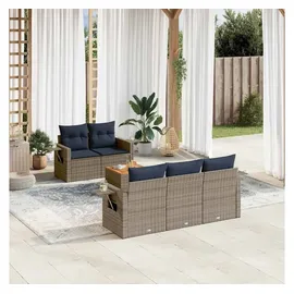 vidaXL Gartensofa-Set 6-tlg. grau Polyrattan
