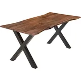 Esstisch Akazie nussbaumfarben 120 x 80 cm X-Gestell schwarz YVONNE - Braun