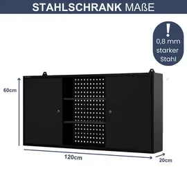 Jan Nowak Werkzeugschrank Metall 120x60x20 cm schwarz abschließbar