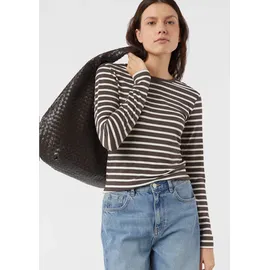 Comma, Gestreiftes Longsleeve mit dezentem Glitzergarn - braun|weiß - 36
