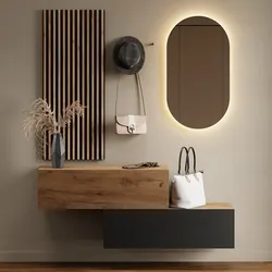 Flurgarderobe 2x 100 cm mit Wandpaneele und Spiegel mit LED-Beleuchtung gold eiche / anthrazit - gold eiche