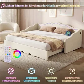 stilvora Schlafsofa Polsterbett 90 x 200 cm Holz/Metall beige