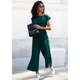 LASCANA Culotte-Overall LASCANA, Damen, Gr. 36, N-Gr, blau (petrol), Jersey, Obermaterial: 95% Viskose, 5% Elasthan, unifarben, figurumspielend 7/8-Länge, Rundhals, Overalls, mit Knotendetail in der Taille, femininer Jumpsuit, festlich