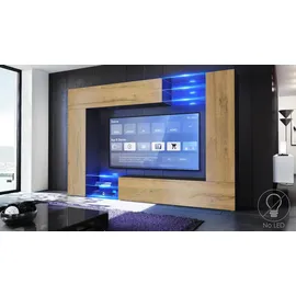 Vladon Wohnwand, Eiche, Holzwerkstoff, 262x182.5x39 cm, Wohnzimmer, Wohnwände, Wohnwand-Sets